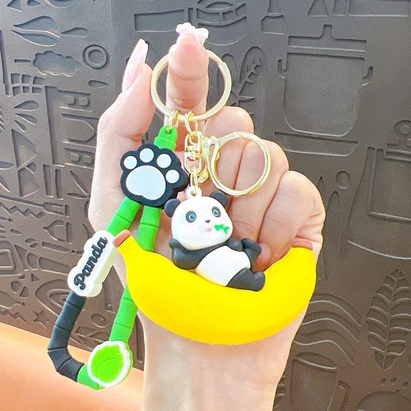 Lady Girl Cute Soft Panda Keychain Charms Gift Animal Car Key Pendant