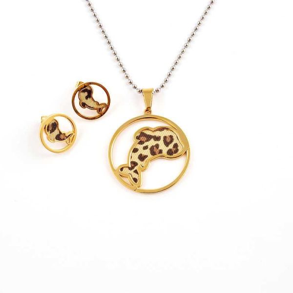 South American Fashion Stainless Steel Earrings With Matched Pendant Necklace