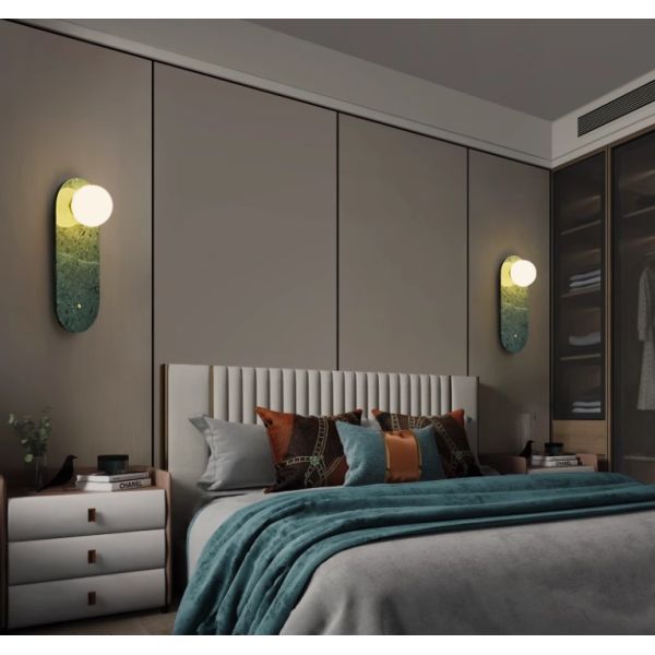 Hotel villa background wall decoration lamp B&B guest room natural marble entrance bedroom wall lamp