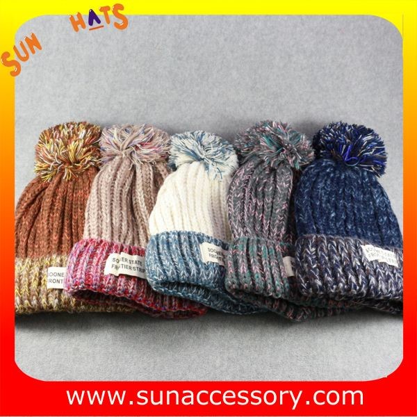 AK17014 Sun Accessory customized wholesale knitted beanie caps and hats with Pom pom ,caps in stock MOQ only 3 pcs