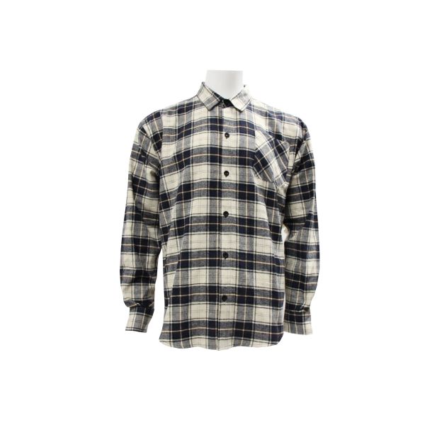 200GSM 100% Cotton Long Sleeve Checked Shirt Navy And Off White Color