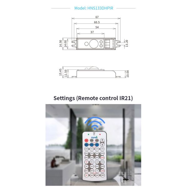 HNS133DHPIR Daylight Harvest Ceiling Mounted PIR Sensor 12V DC Input 0 - 10v Dimming