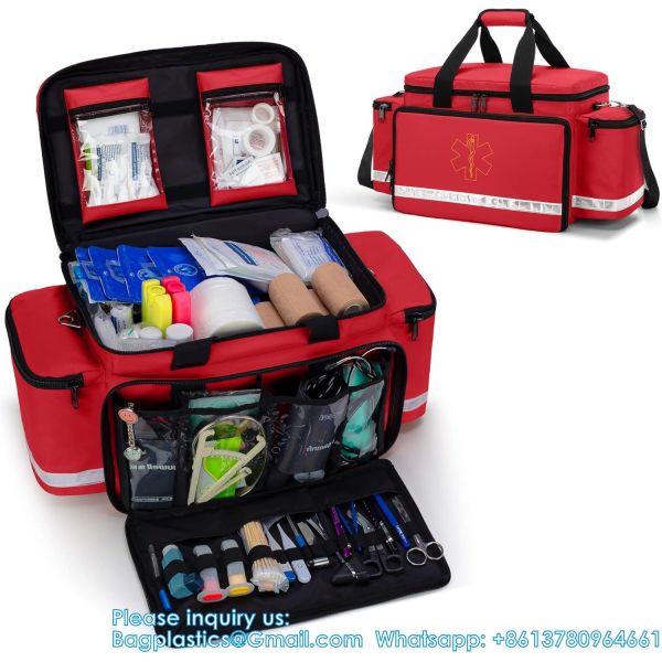 Emergency Responder Trauma Bag Empty, Professional First Aid Kits Storage Medical Bag With Inner Dividers Anti-Scrat