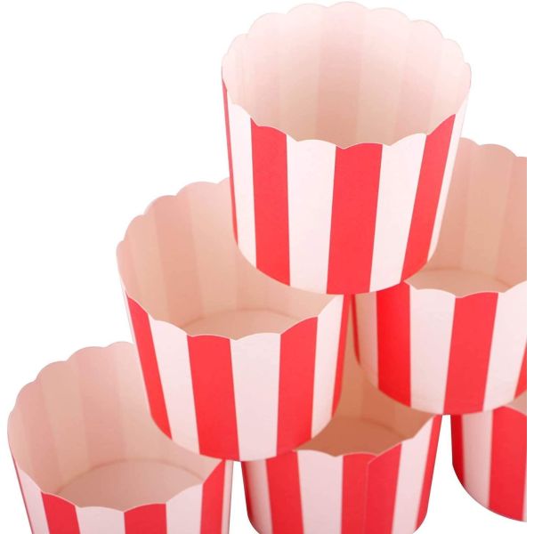 Non Stick Red Strip Ice Cream Paper Muffin Cups