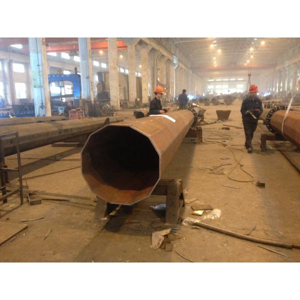 Galvanized 25M 69kv Power Distribution Pole / Electrical Power Transmission