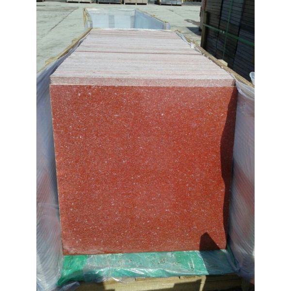 Red Color Rough Granite Kitchen Countertop Floor Tiles 50x50 Slab 2.73 g/cm3