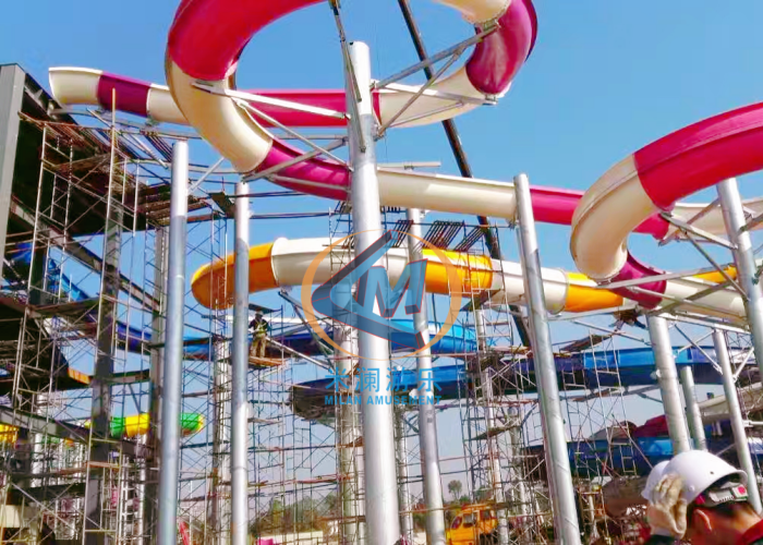 H6M Water Amusement Park Equipment Fiberglass Pool Slide For Commercial Private Use