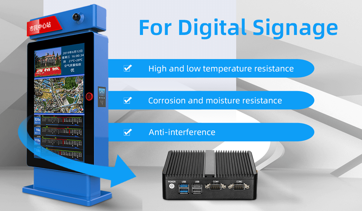 Fanless Industrial Mini PC With Intel Celeron Processors Dual LAN Dual COM