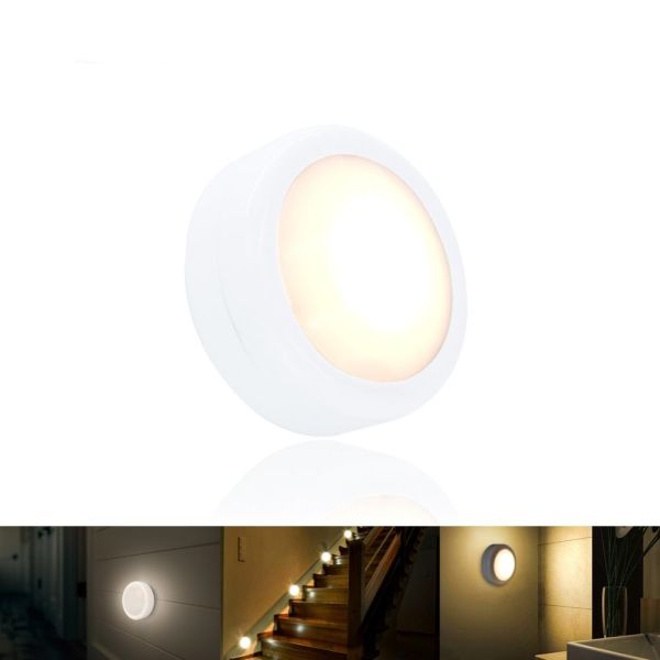 LED Puck Light Under Cabinet Lighting RGB Dimmable Touch 12 Colors Wireless Battery Powered Cupboard Wardrobe Night Lamp