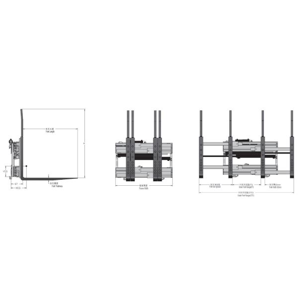 Single Double Pallet Handler Forklift Attachment 1065x80x40mm Fork