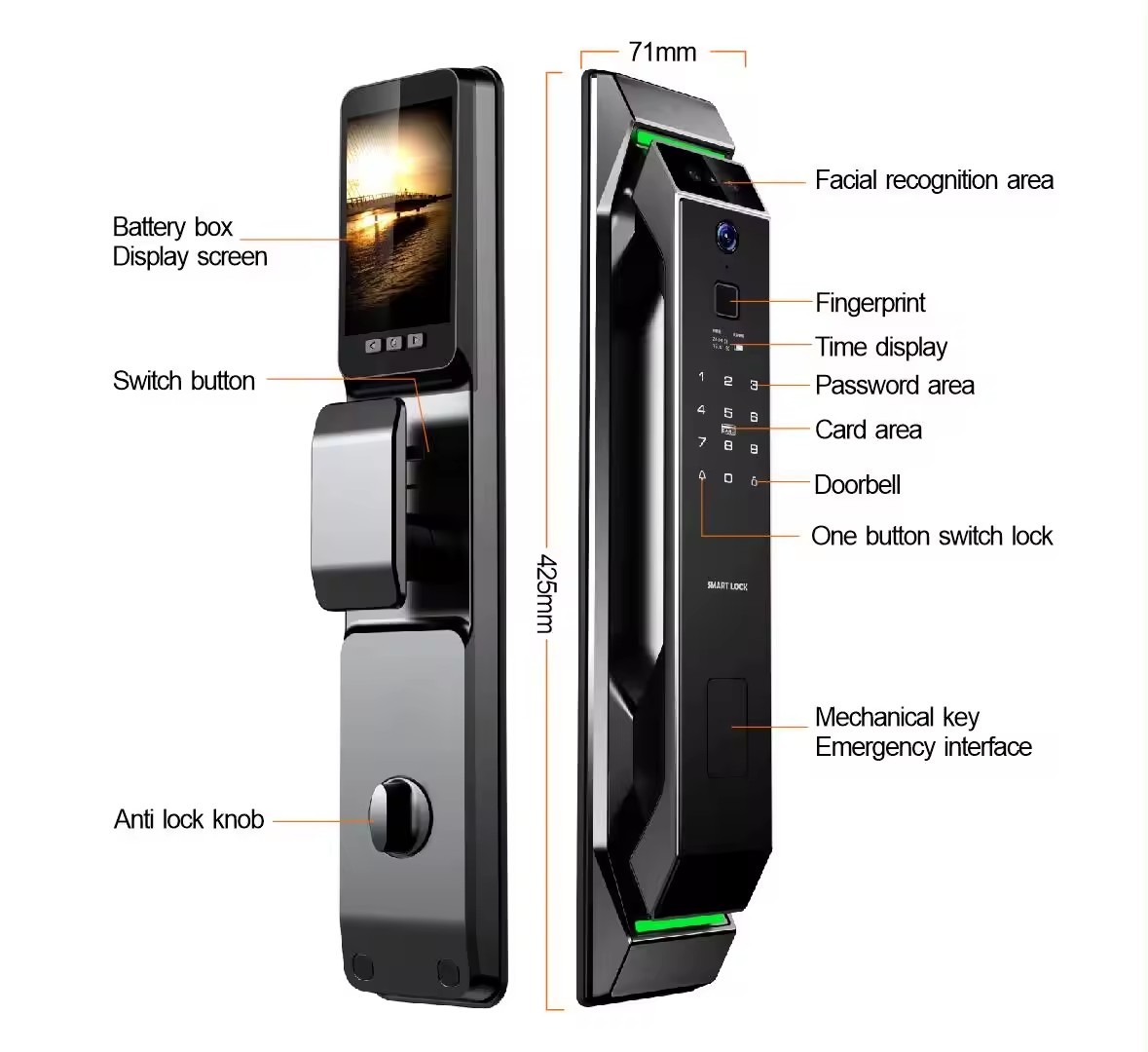 Glomarket 3d Face Recognition Fingerprint Tuya Wifi Digital Smart Lock