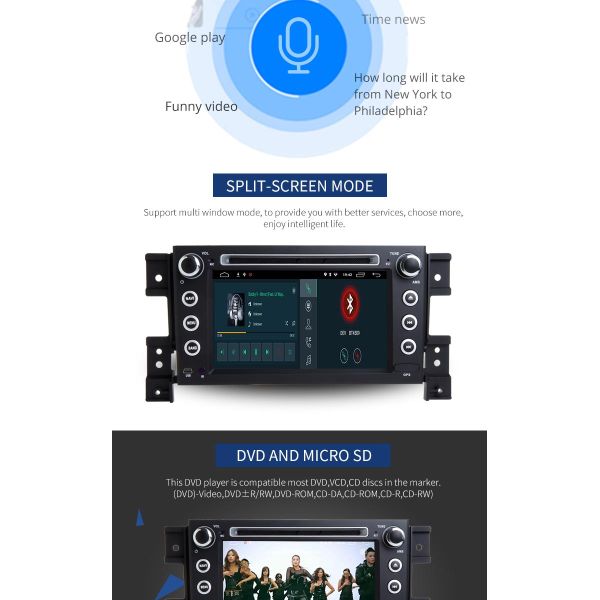 GPS Navigation SUZUKI Car DVD Player Bluetooth - Enabled PX6 RK3399 Cortex-A72 Eight Core