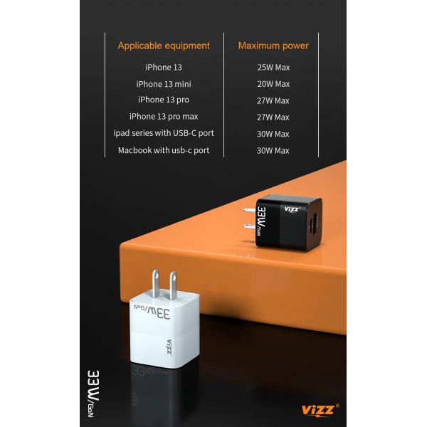 PD37 US Plus Fast Charging 33W GaN Phone Charger Wall Charger With Dual Port