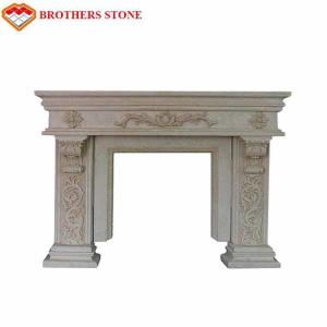 Wholesale Beige Color Natural Stone Fireplaces , Marble Tile Fireplace Hearth from china suppliers