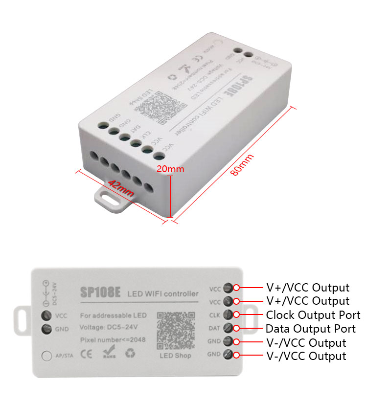 LED Strip Smart Controller SP108E LED sPI WS2811 Pixel Stirp Light Wifi Controller