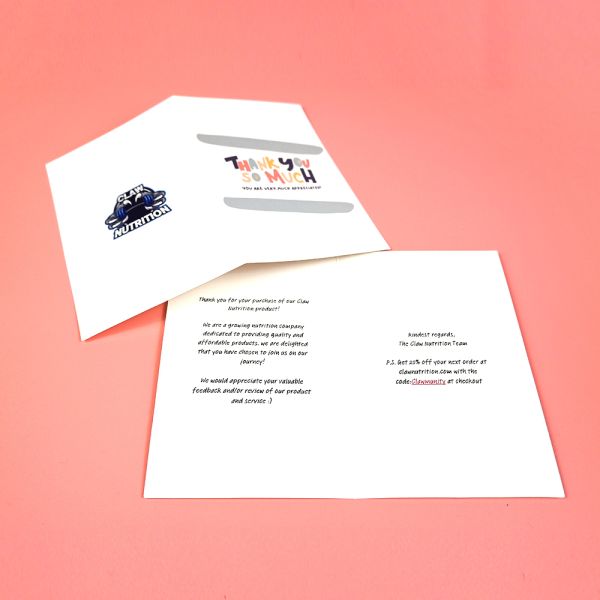 Film Lamination Custom Card Printing Recyclable Thank You Insert Card With Envelope