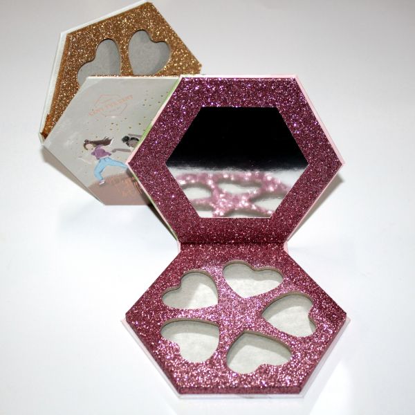 Hexagon Makeup Empty Eyeshadow Palette Packaging With Glitter Paper