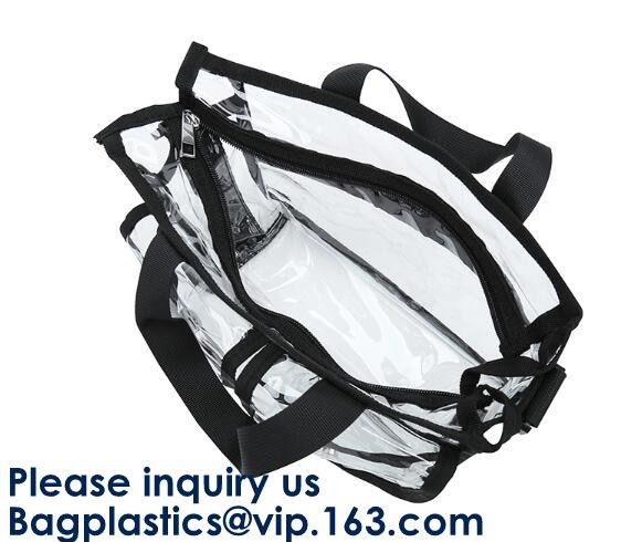 Clear PVC Bag With Zipper Interior Pouch And Detachable Shoulder Strap,Cosmetic Tote Bags With Zipper Closure, bagease