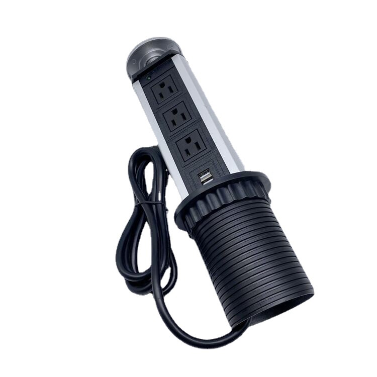 250V 10A Pop-up Tower Socket with USB Standard Grounding Panel Size 267*120*2.5mm
