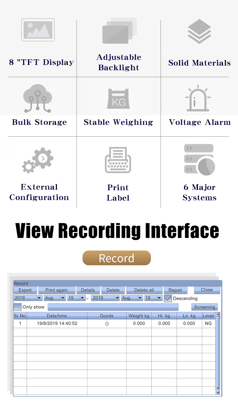 Touch Screen Display Electronic Intelligent Weighing indicator for Platform/Floor Scales without Printer