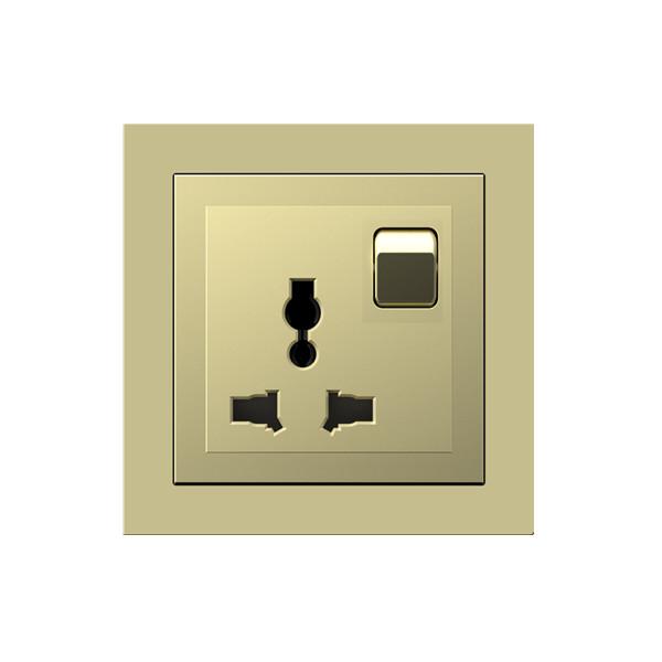 Quality 13A Power Socket Outlet , Villa 250V 3 Pin Socket With Switch for sale