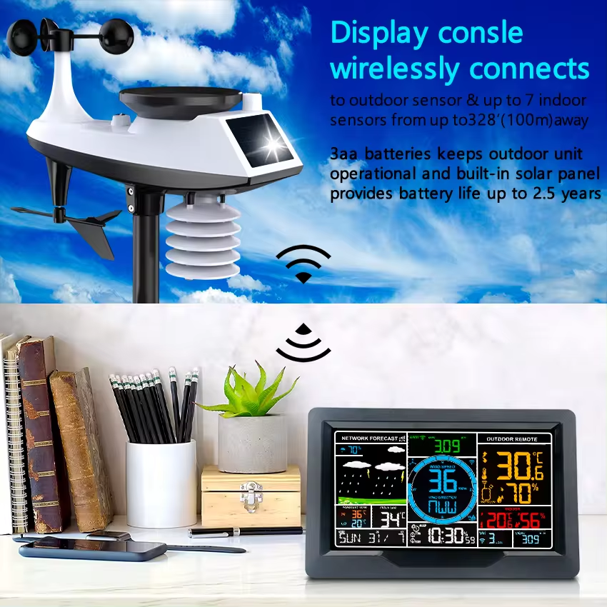 Home Outdoor Wireless Automatic Weather Station Measures Wind Direction, Wind Speed And Rainfall Weather Forecast