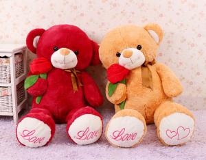 Wholesale Cute Giant Red Teddy Bear Stuffed Animal Toys With Rose Flower Jumbo 80cm from china suppliers