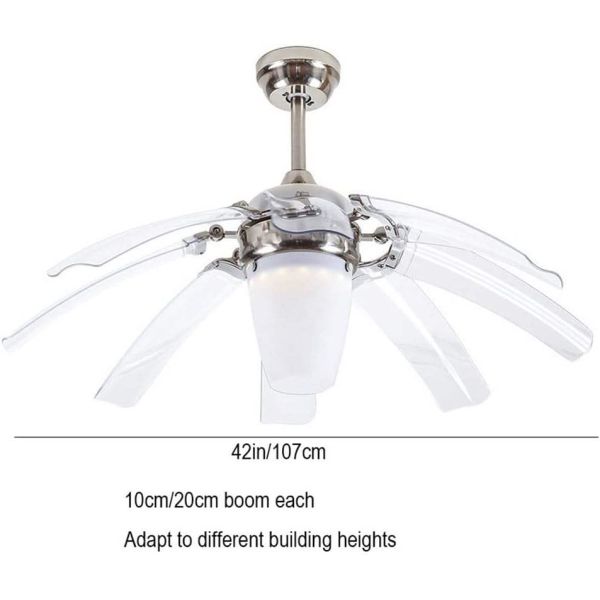 SENKAI Modern Retro Luxury Invisible ABS 8 Fan Blade Ceiling Fan With Light Iron Lamp Body LED Ceiling Light For Bedroom