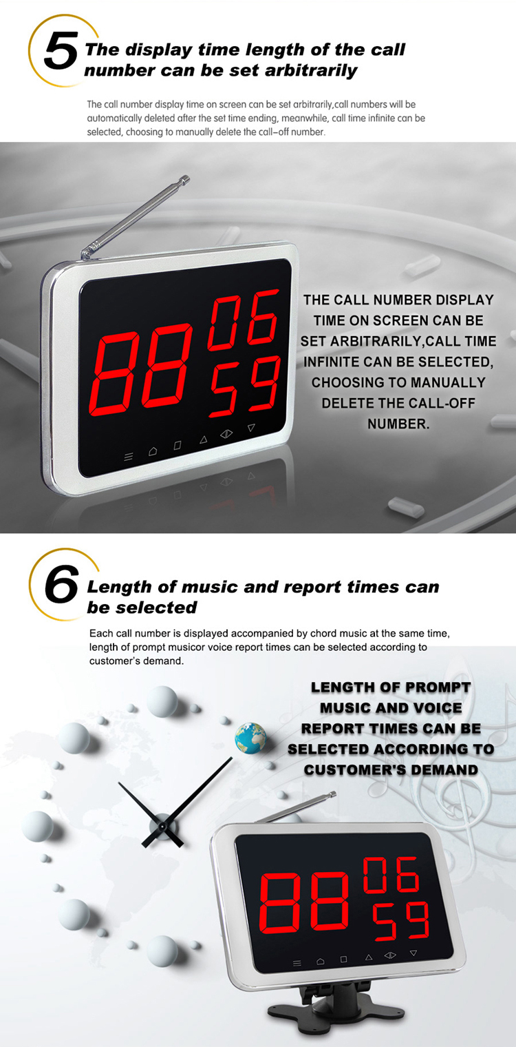 full set of restaurant pagings system call button/display/kitchen callpad/signal repeater