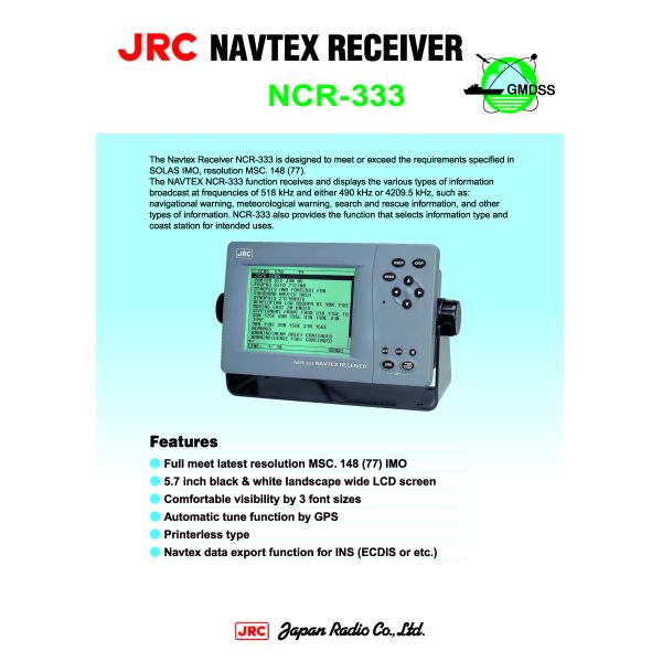 CCS 518khz Jrc Ncr-333 5.7 Inch Lcd Navtex Reciever Cost-effective