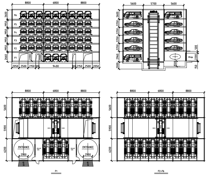 25. 5-10 Floors Fully Automatic Plane Movement Parking System