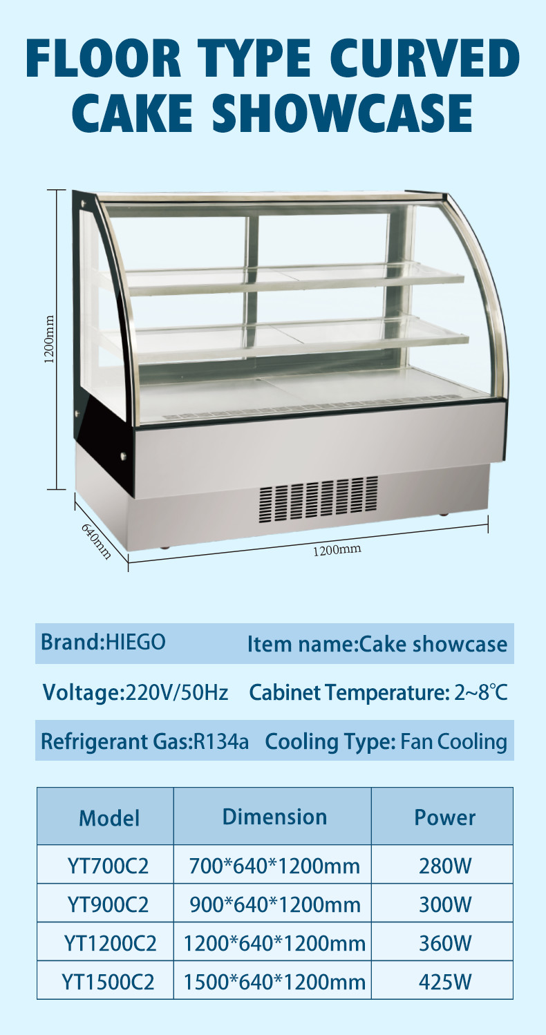 R600a Cake Display Showcase Countertop Desktop Refrigerated Cake Display