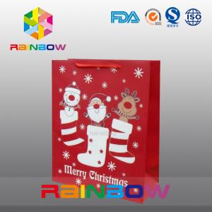Wholesale Red Customized Paper Bags Christmas Gift Bag With Red Rope / Cute Printed from china suppliers