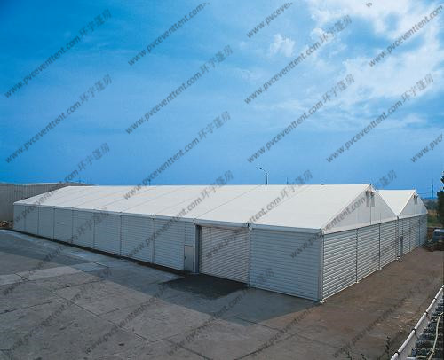 Firm 18m Steel Frame Warehouse Storage Tent , White PVC Fabric Tent For Storage