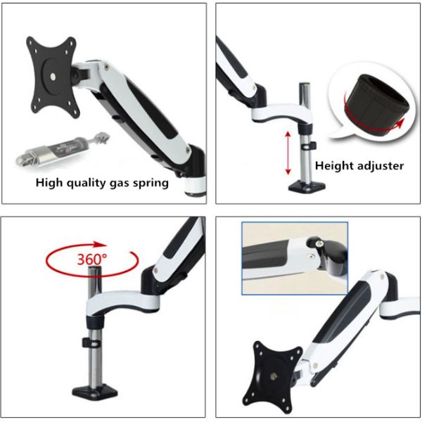 Versatile LCD Monitor Lift , Desktop Free Punching Computer Monitor Bracket Pneumatic Arm Ergonomic