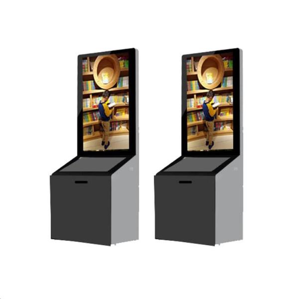 Quality 43 Inch Standing Advertising Display Bulit In Android / PC System With Donation Box for sale