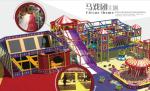 Indoor soft playground in fantasy colors design and games for kids in forest