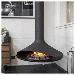 Wholesale 900mm Black Color Hotel Wood Charcoal Suspended Fireplace For Warming from china suppliers
