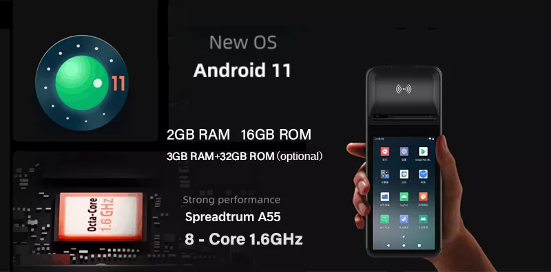 4G Android POS Systems With Terminal Printer Android 11 Mobile Touch POS