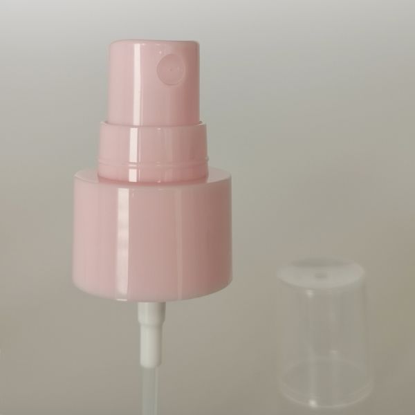 24mm Mist Spray Pump Cap 24410 Solid Pink Smooth Closure 0.12ml PP Dust