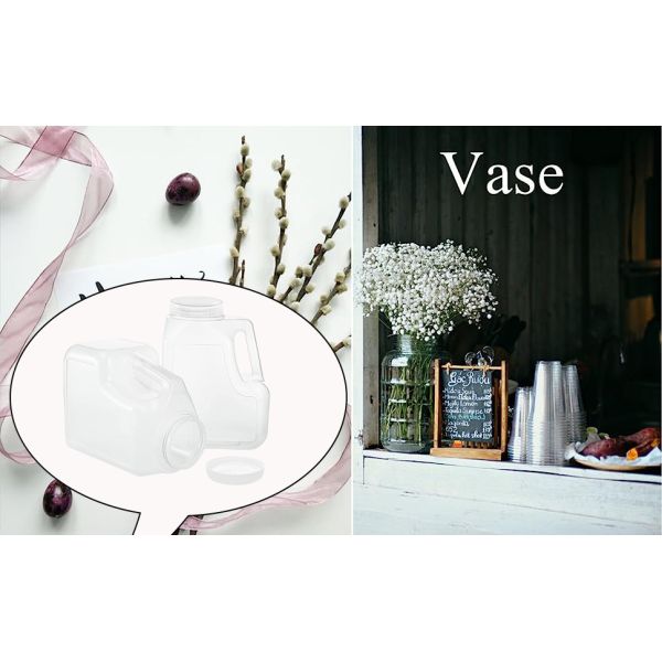 Gallon Jar With Handle And Airtight Lid - Square Empty Storage Containers And Jugs - 1.25 Gallon Wide Mouth Bottles