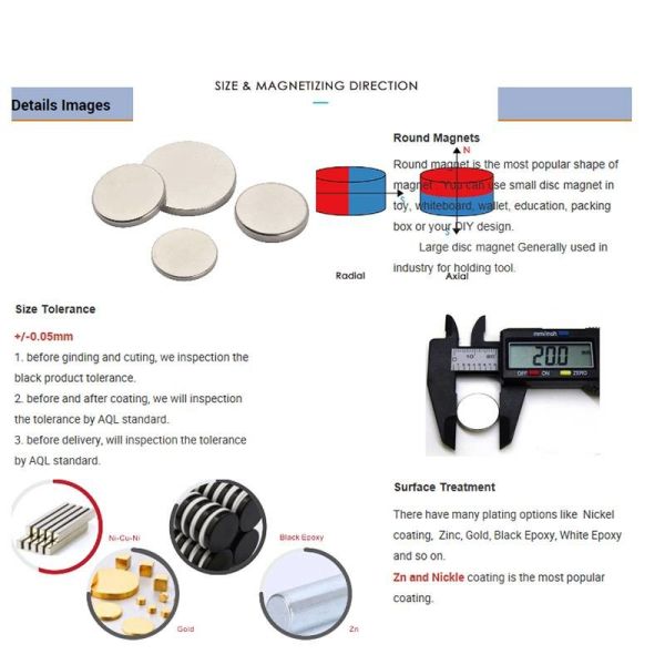 Circular Strong Magnetic Buttons Round Neodymium Magnets 10x10mm 15x3mm