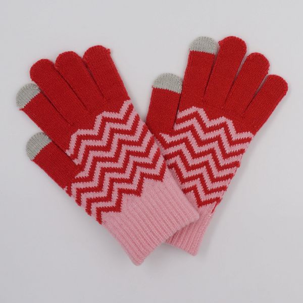 2017 Wave Pattern Customized Beautiful Jacquard Winter Magic Ladies Girls Touch Screen Gloves