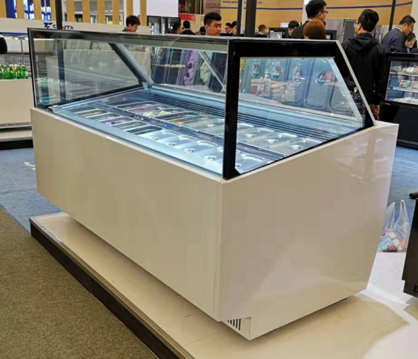 Commercial Factory Price High-Quality Curved Glass Ice Cream Display Freezer