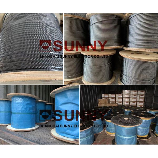 CE / ISO9001 Elevator Safety Components Wire Rope For Elevator / Lift Parts 8x19S+FC