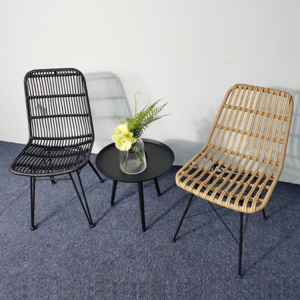 Waterproof Recyclable PVC Rattan Wicker Bar Stools W52cm