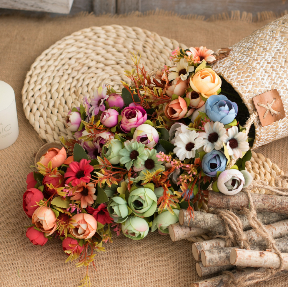 Artificial flowers, fake flowers, diamond tea buds, plastic tea roses, artificial flowers, decorative flowers, photography props