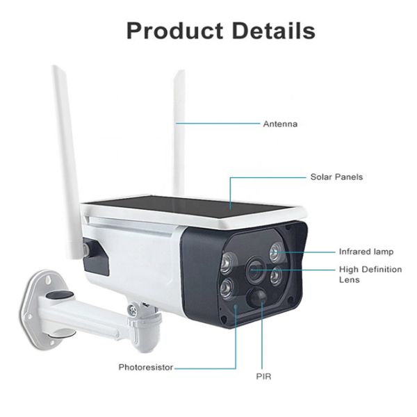 Outdoor Tuya IP67 Solar Powered Security Camera With Motion Sensor